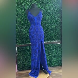 Primavera Couture Royal Blue Prom Dress